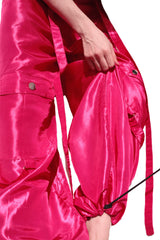 womens magenta baggy wide leg adjustable pants