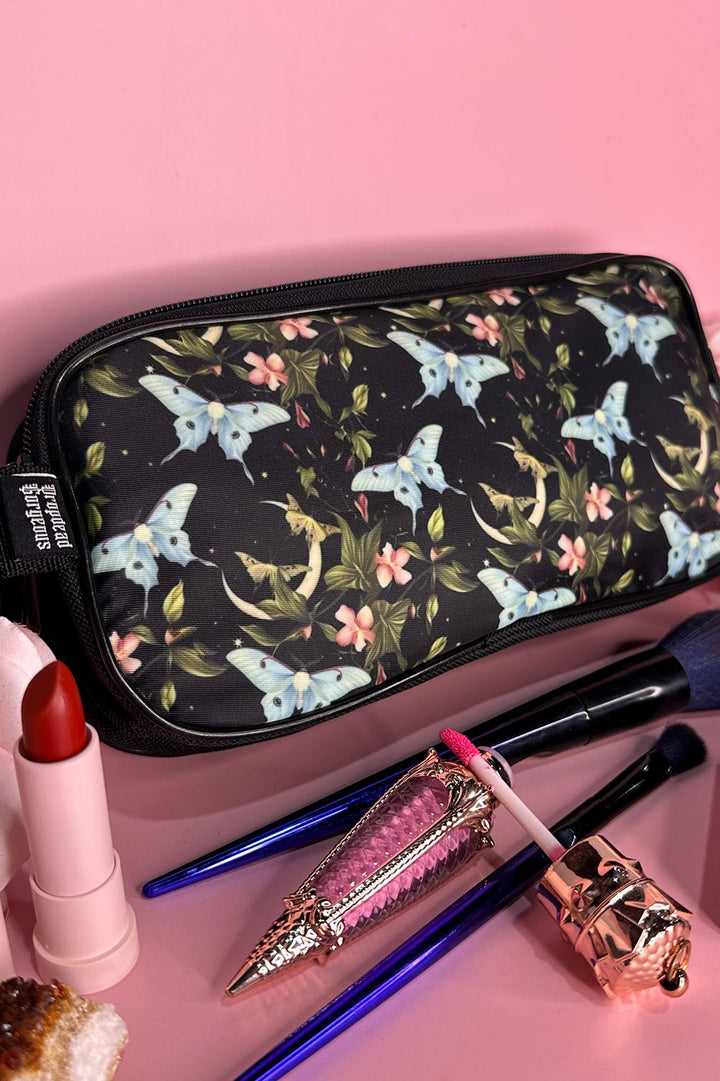 gothic butterfly and crescent moon pencil bag case