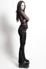 womens early 2000s mall goth black flared pants