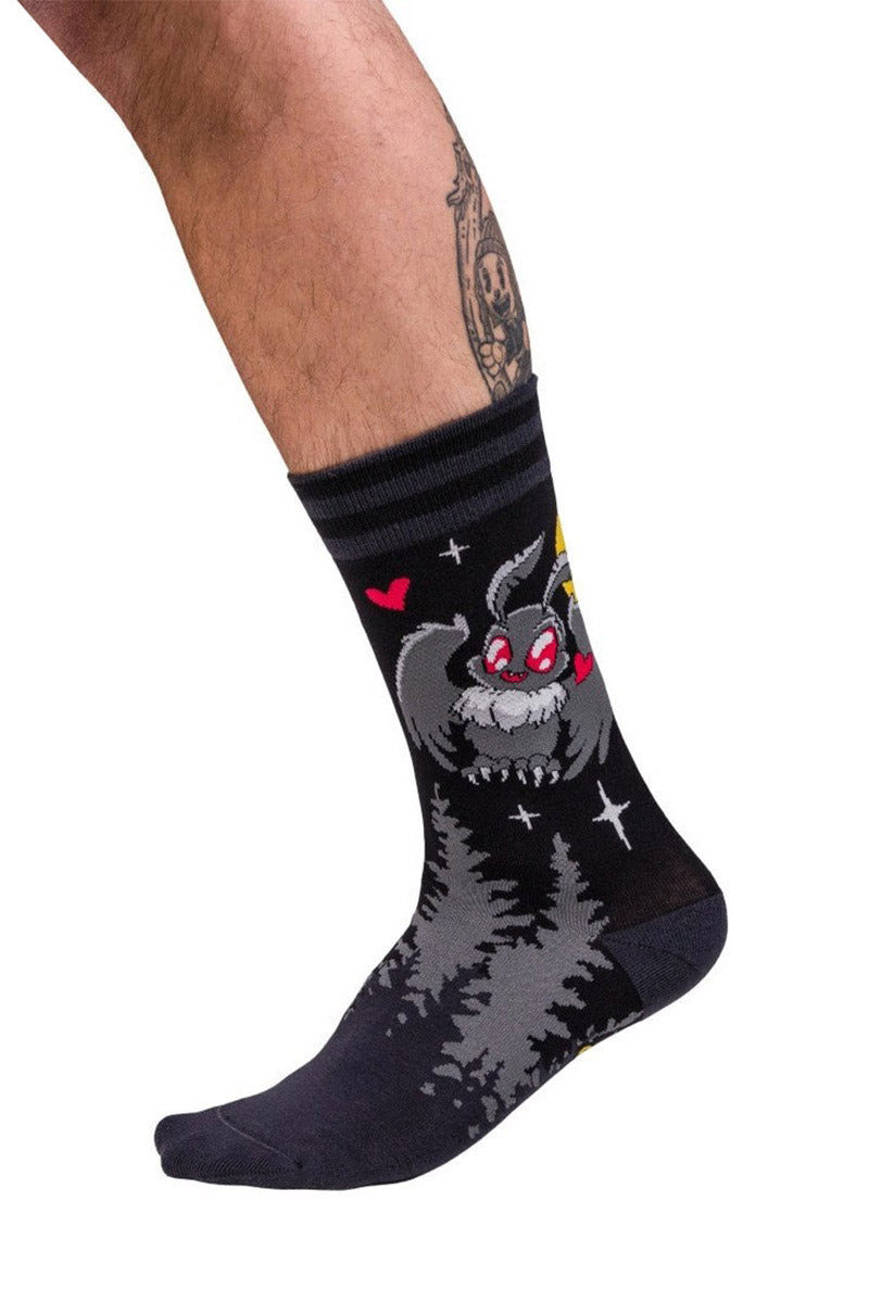 soft and stretchy creepy cute knitted mothman socks