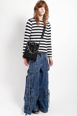 mens black punk shoulder bag