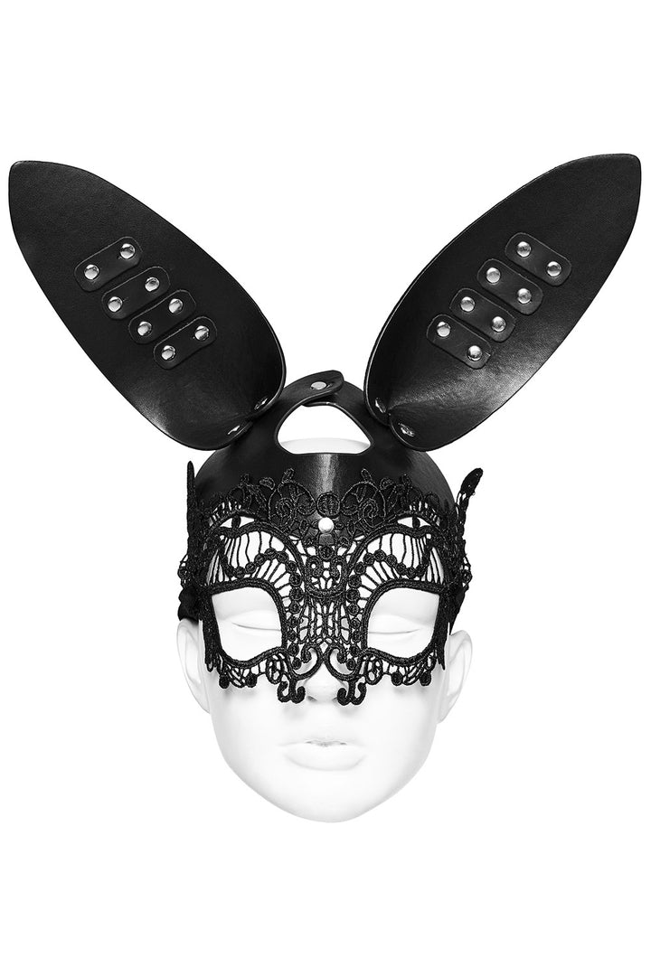 gothic leather bunny ears head harness
