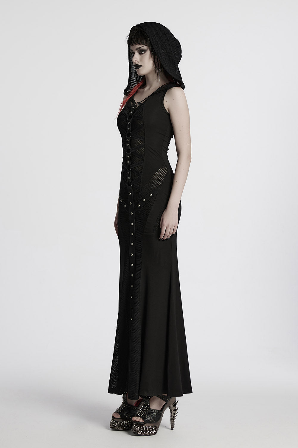 womens punk studded hooded apocalyptic dress