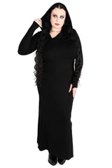 witchy plus size long maxi dress with thumbholes