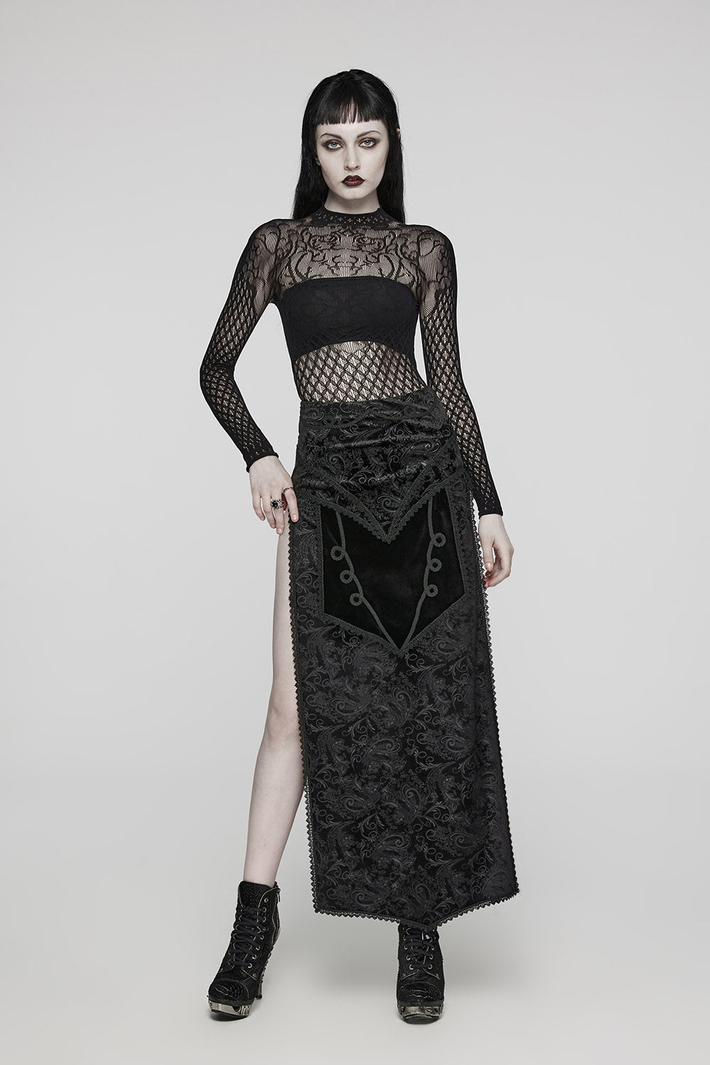 black velvet gothic leg skirt skirt