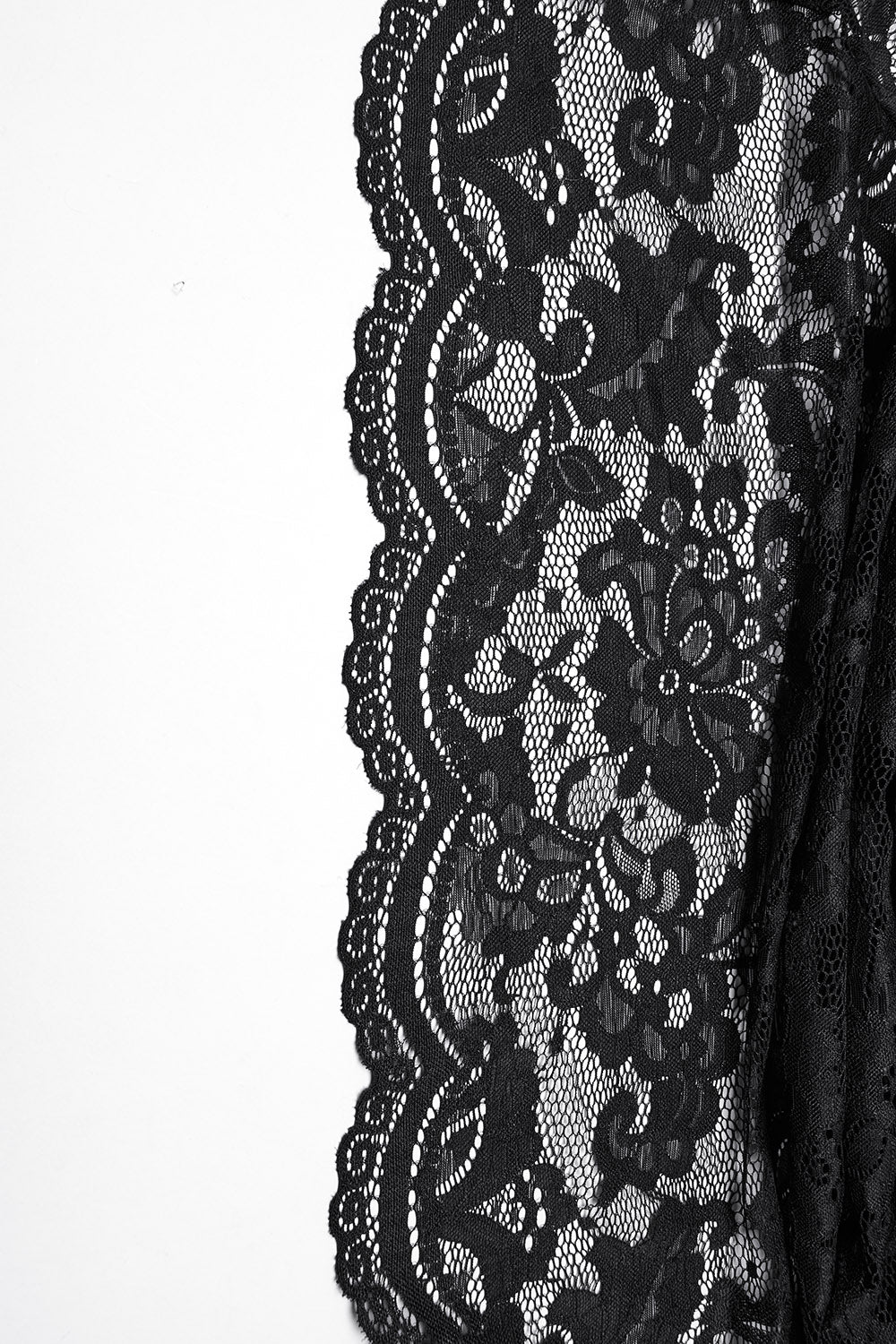 punk lace black maxi skirt with leg slits 