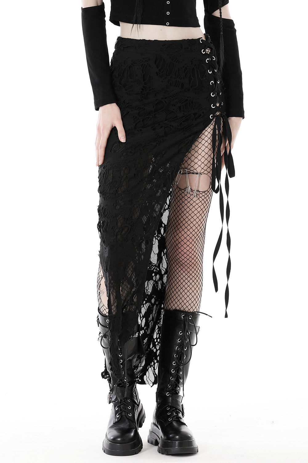 Black Apocalypse Maxi Slit Skirt