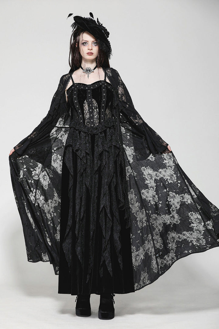 black floral lace witchy robe 