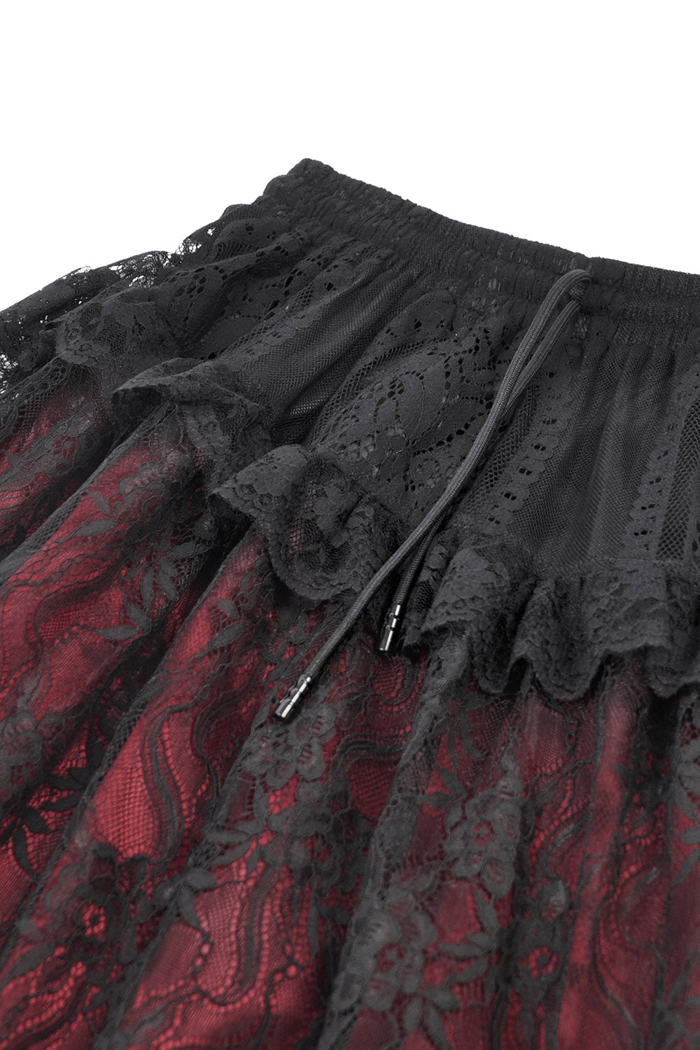dark in love victorian long red and black lace patchwork skirt