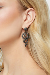 ornate gothic snake dangle drop snake earrings 