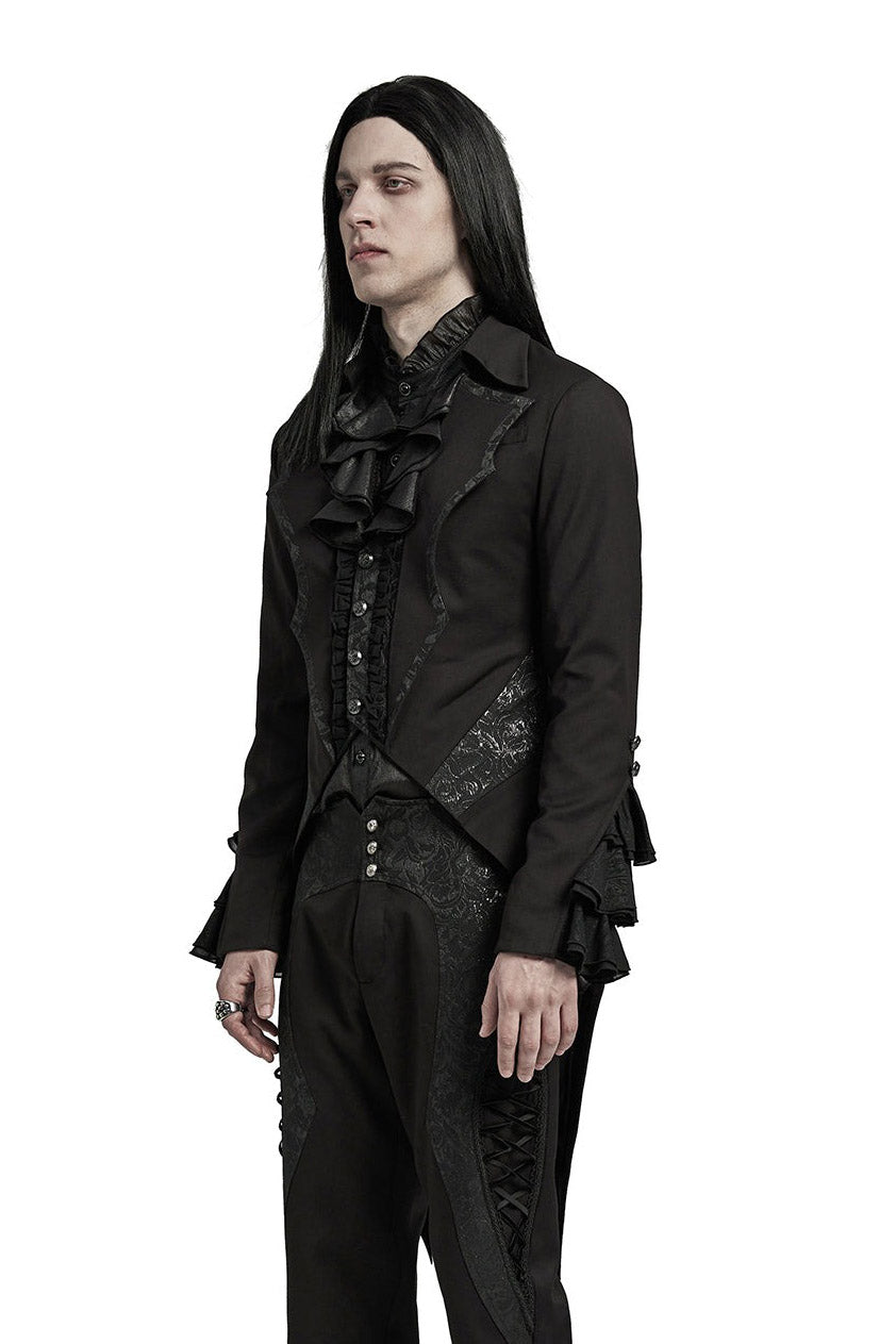 mens victorian gothic vampire jacket with batwing collar