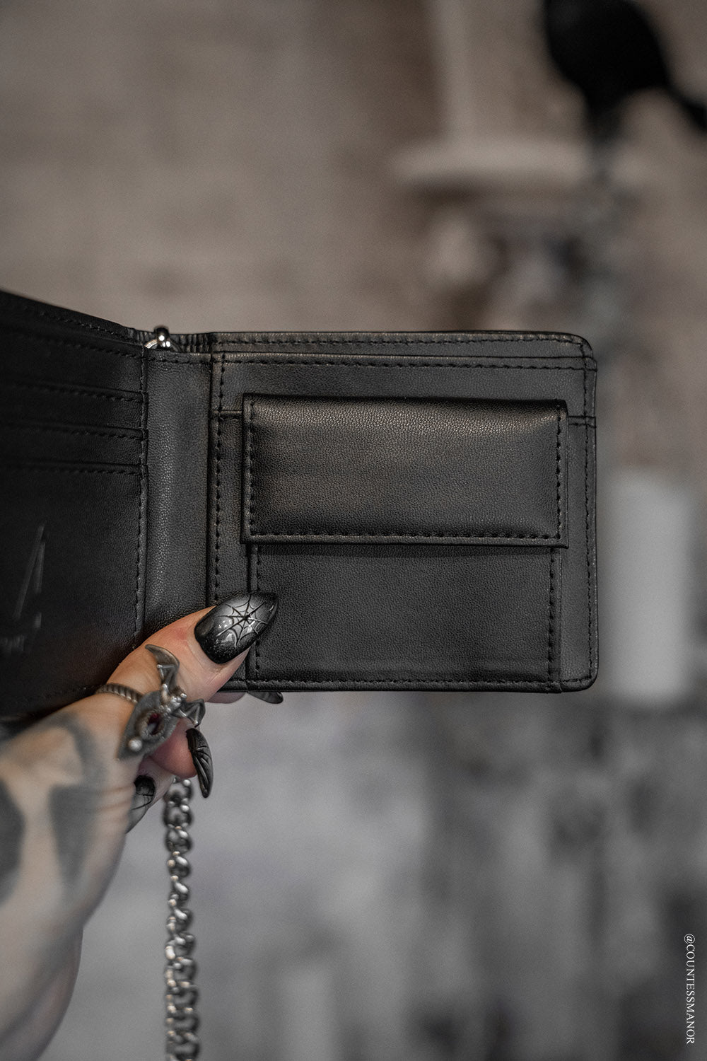 gothic mens wallet with coin purse inside