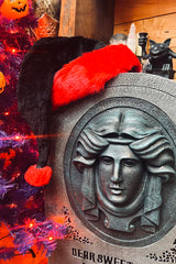 gothic red and black santa hat christmas tree topper