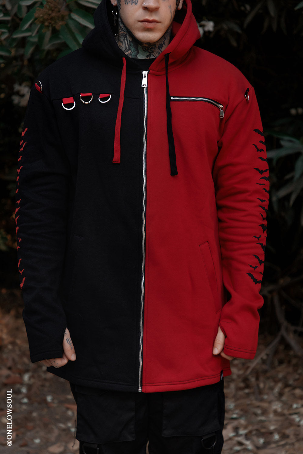 Split Mage Hoodie [Black/Red] – VampireFreaks