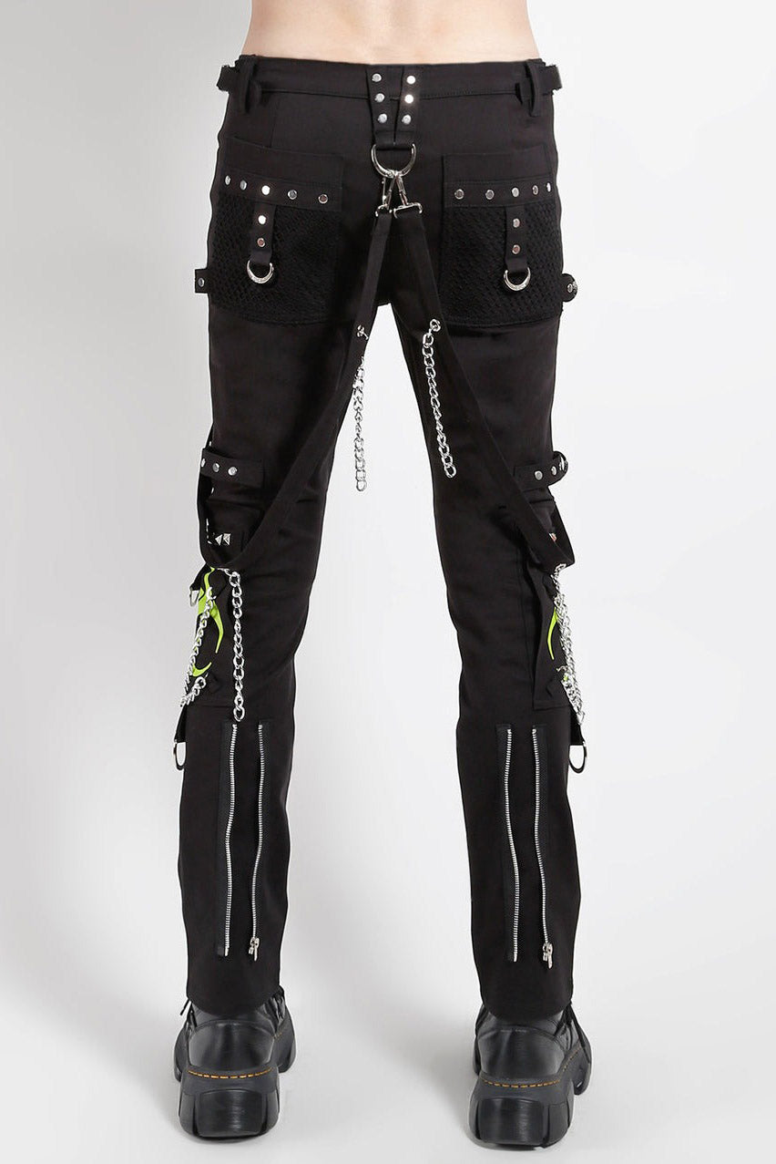 Tripp NYC Biohazard Bondage Pants [Black/Lime Bio