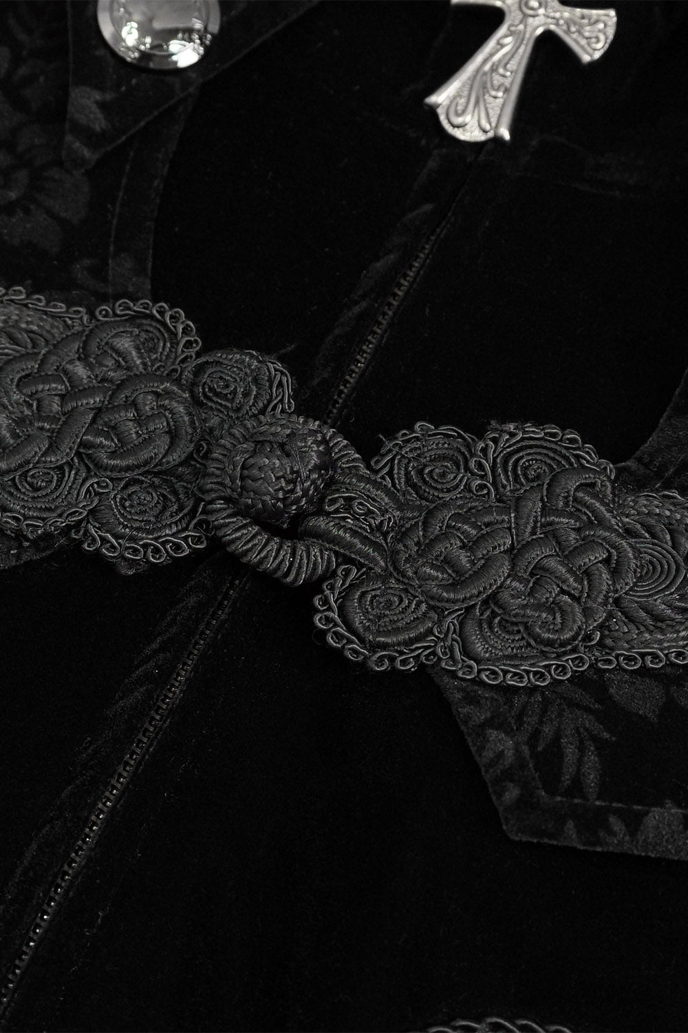 embroidered steampunk black mens vampire coat