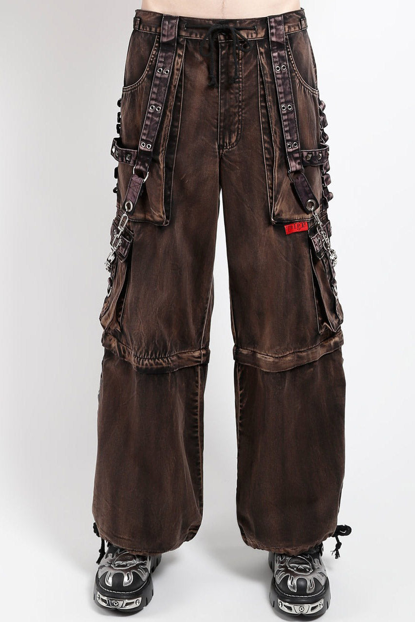 mens brown black distressed pants