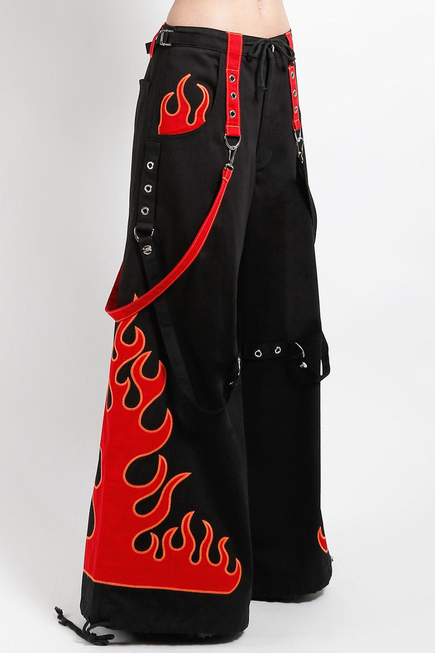 TRIPP NYC Flame ファイヤーパンツ グランジ Tripp NYC Flame Dark Street Pants [BLACK/RED] – VampireFreaks