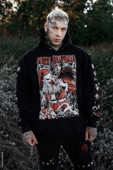 mens black cotton evil santa claus sweater hoodie