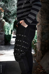 mens dark denim jeans with white stitching  