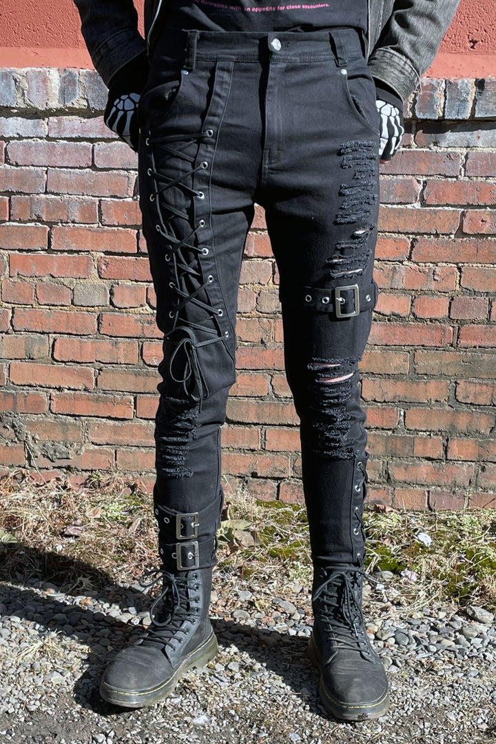 mens distressed skinny jeans 