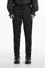trad goth black damask gothic trousers for men