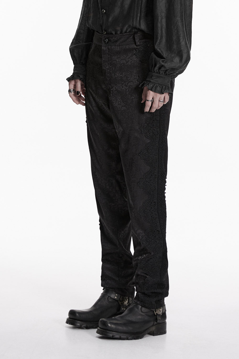 black damask gothic trousers for men by punk rave