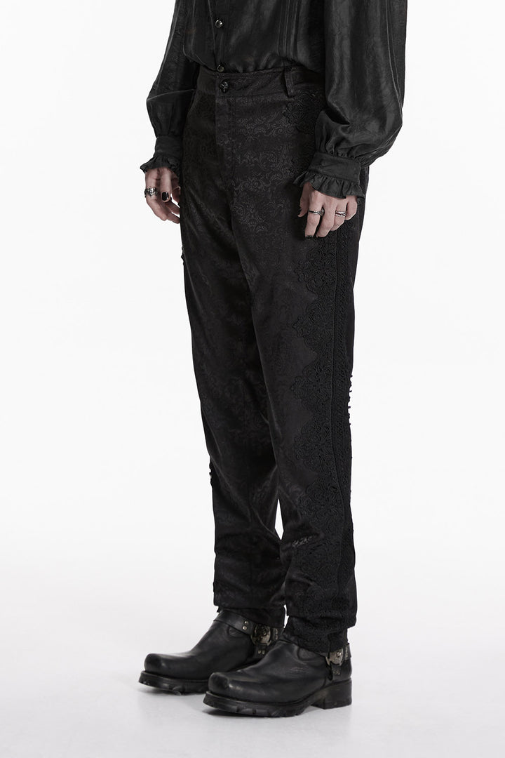 black damask gothic trousers for men by punk rave