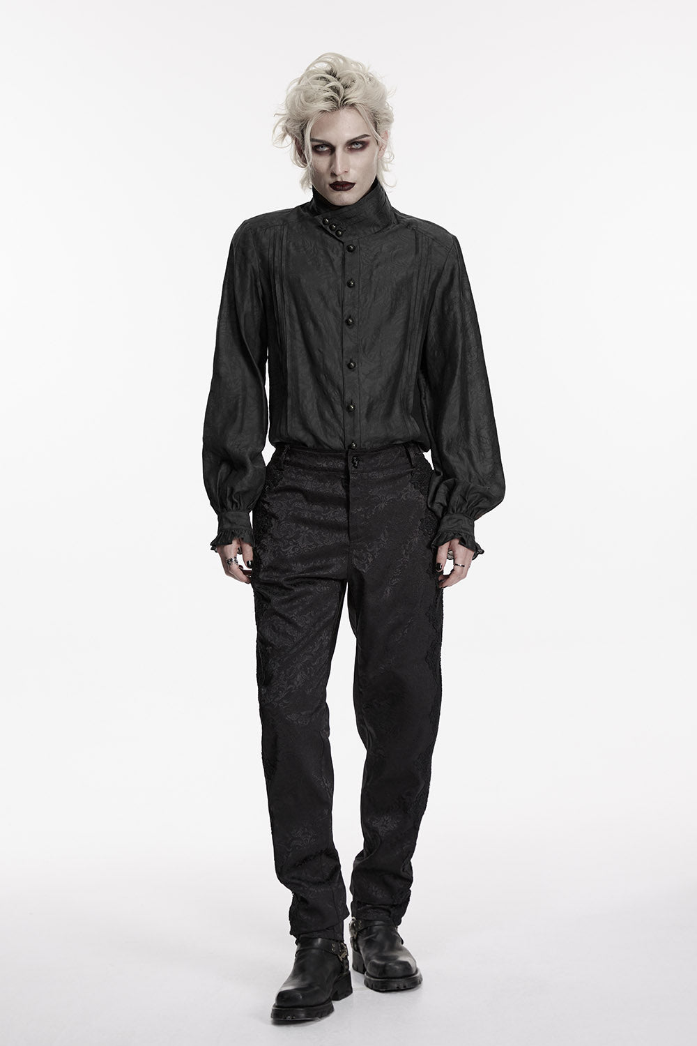 black damask gothic trousers for men
