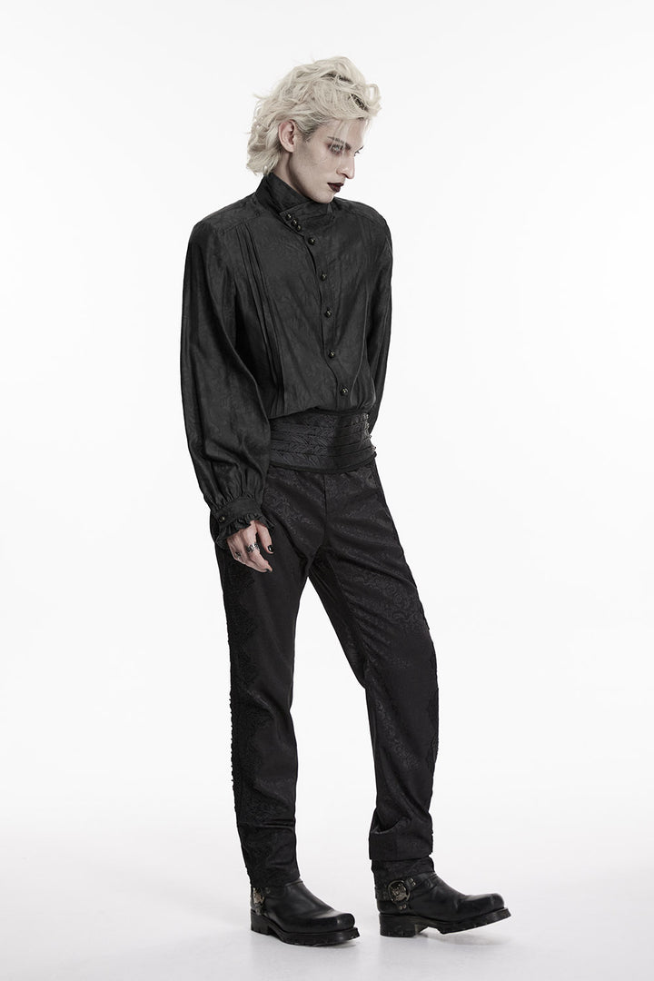 steampunk black damask gothic trousers for men