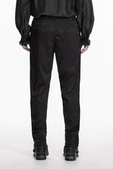 straight leg black damask gothic trousers for men