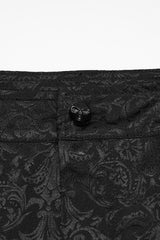 black damask gothic trousers for men with skull button