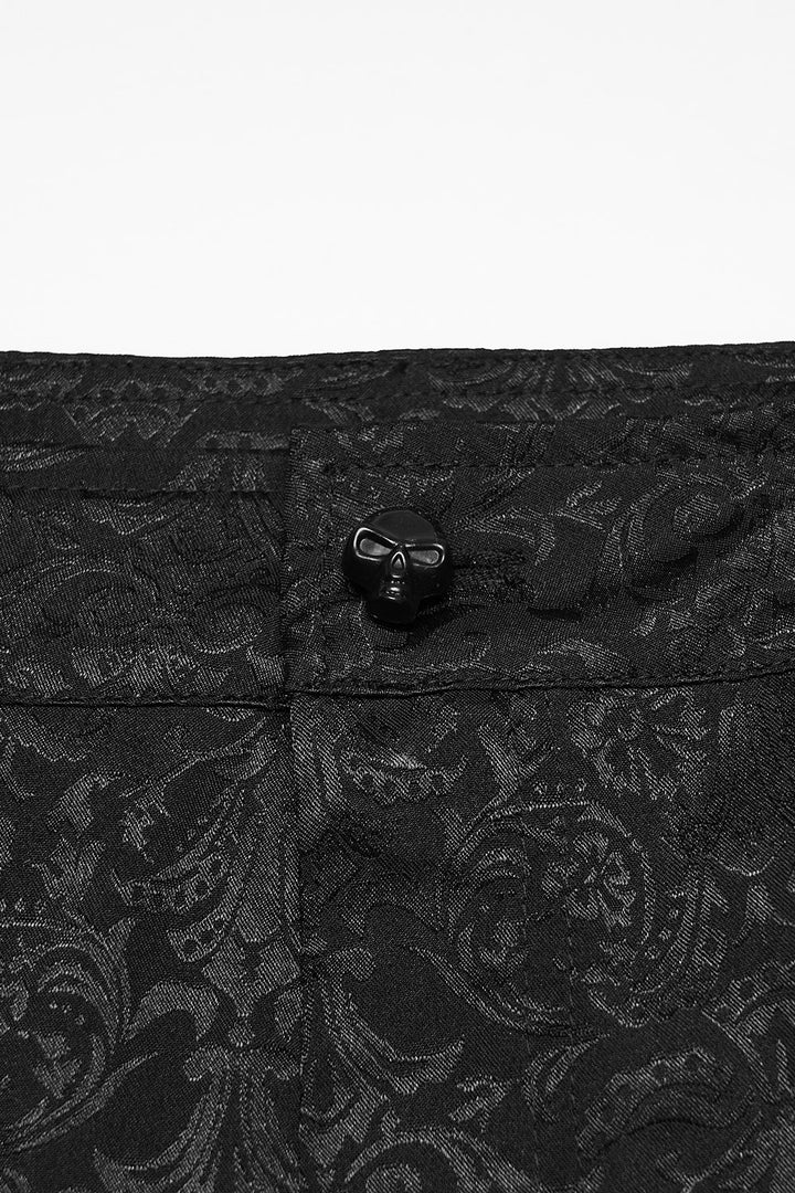 black damask gothic trousers for men with skull button