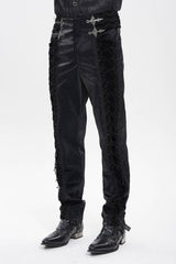 Goth fashion mens pants with corset waist and pockets