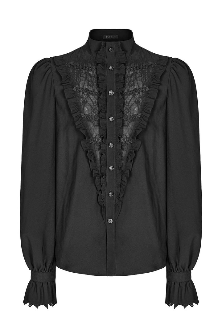 puffed shoulder mens vampire goth butted long sleeve shirt