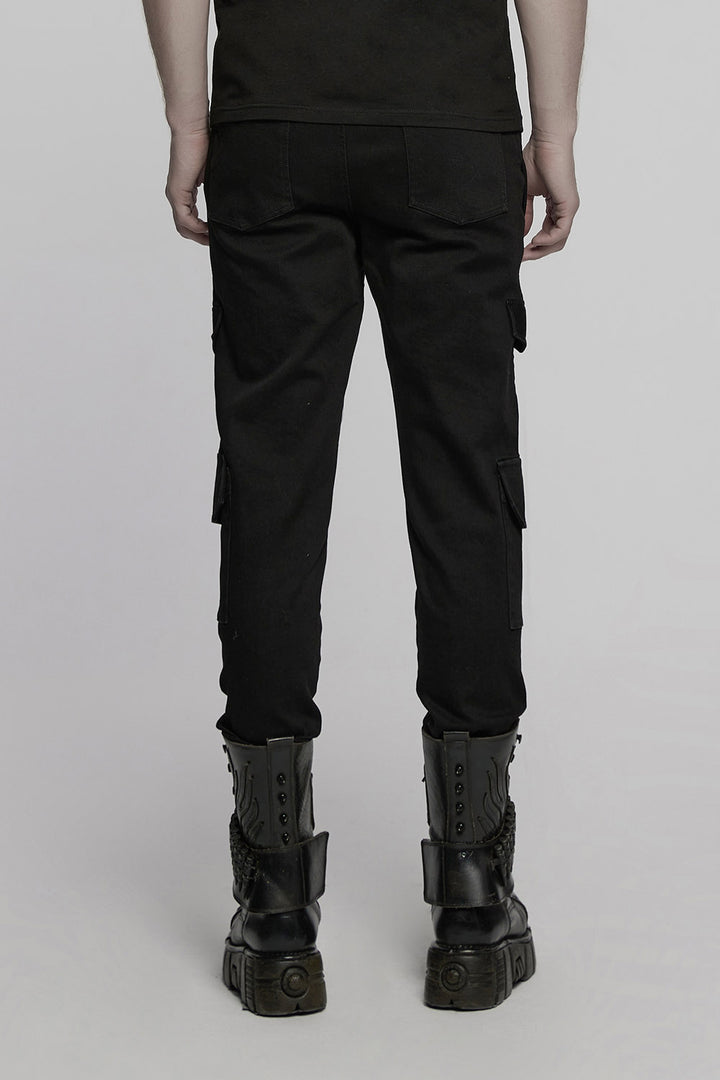 mens gothic ribbed pleated punk jeans 