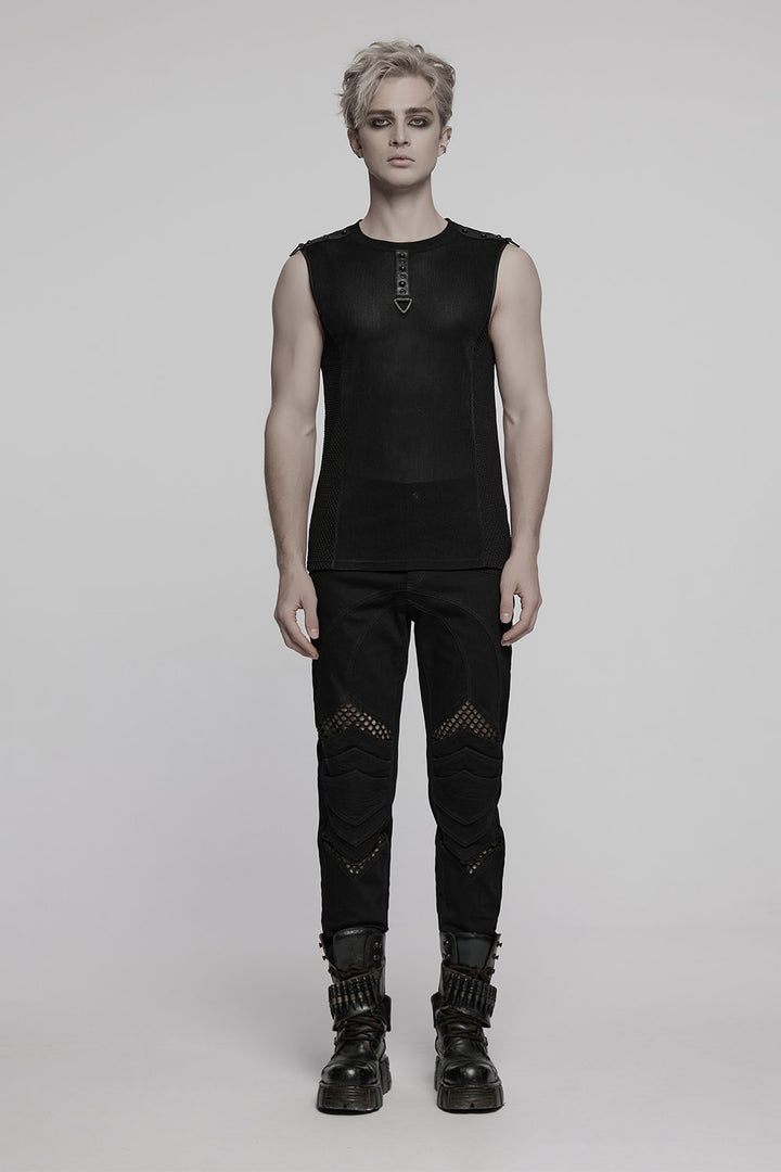 mens punk studded sleeveless shirt 