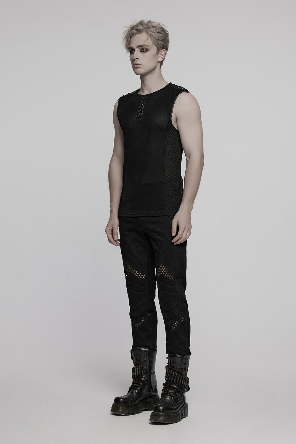 mens punk studded ribbed tank top