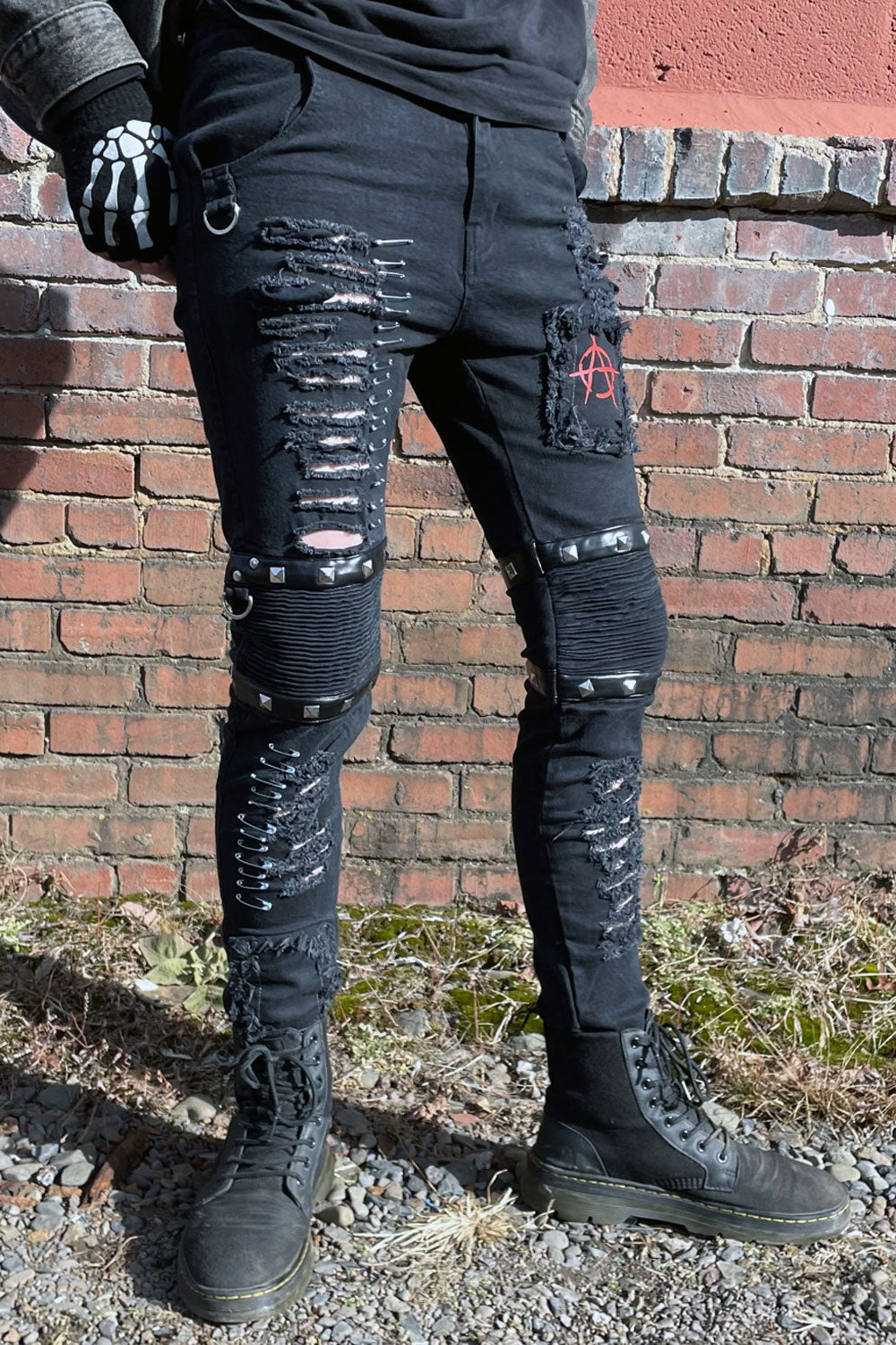 mens cut up emo jeans