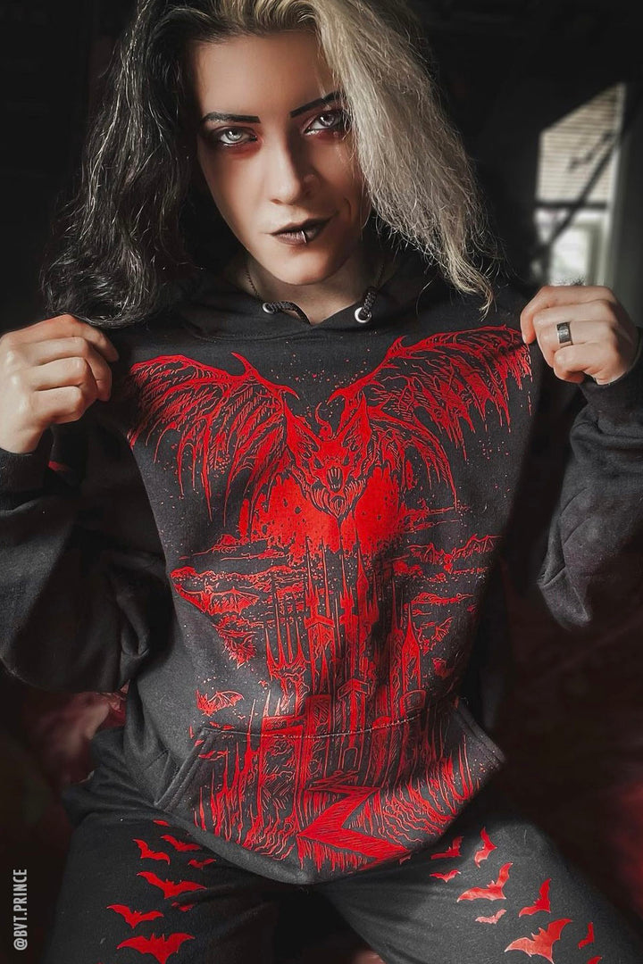 Vampire Castle Hoodie w/ Bat Sleeves [BLOOD RED]