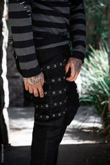 mens straight-leg eyelet strap jeans 