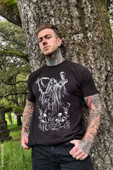 mens black cotton heavy metal grim reaper tshirt