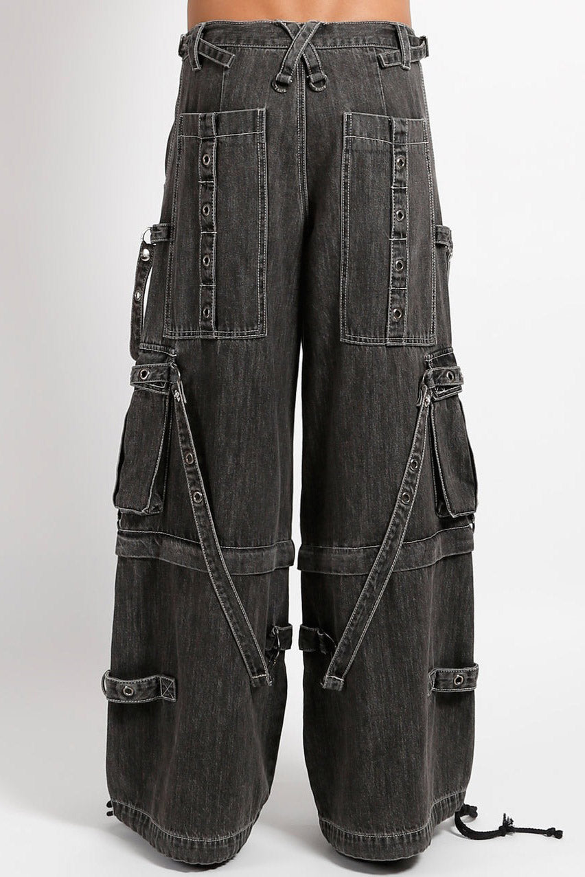 Tripp NYC Denim Strap Zip Off Pants [Black Denim Tripp NYC Denim Strap Zip Off Pants [Black Denim