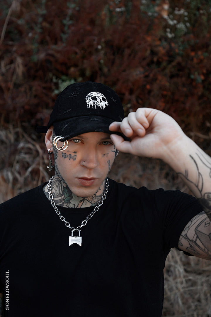 Skull Drip Pierced Baseball Cap