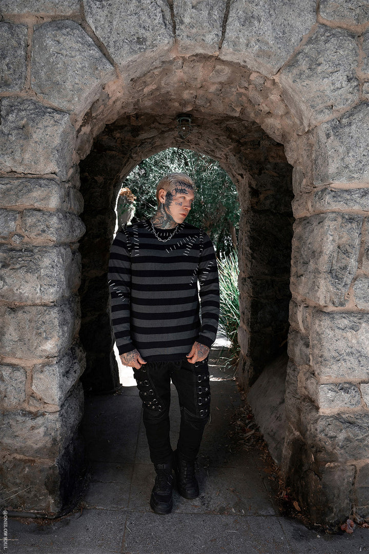mens gothic ribbed skater boy jeans 