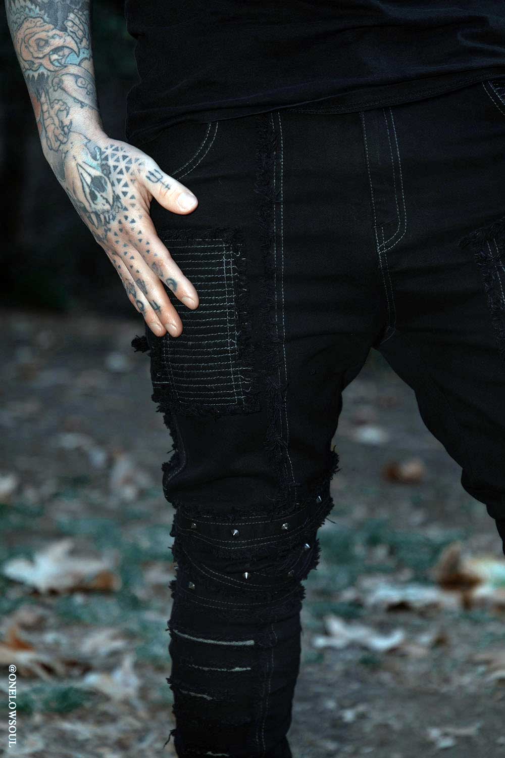 mens shredded distressed goth jeans