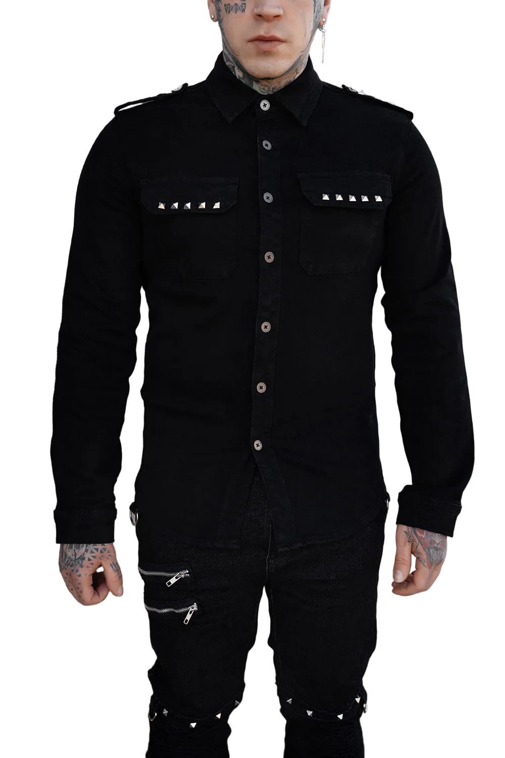 Wreckage Studded Shoulder Shirt
