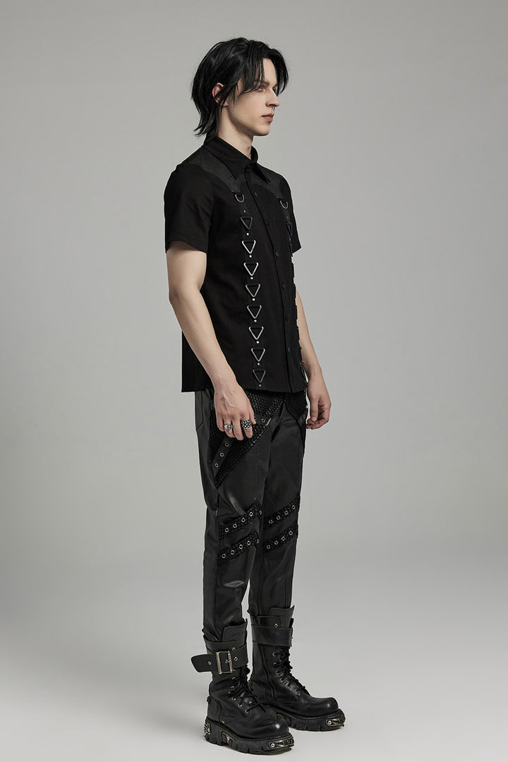 mens gothic t ring and dring hardware shirt