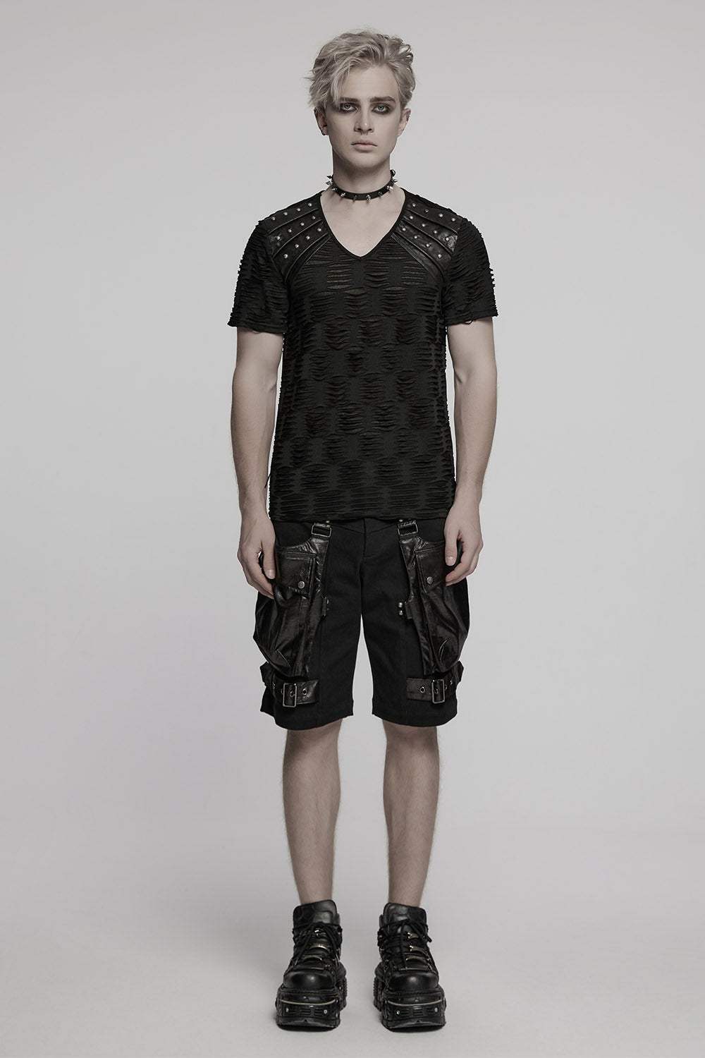 mens distressed short sleeve shirt