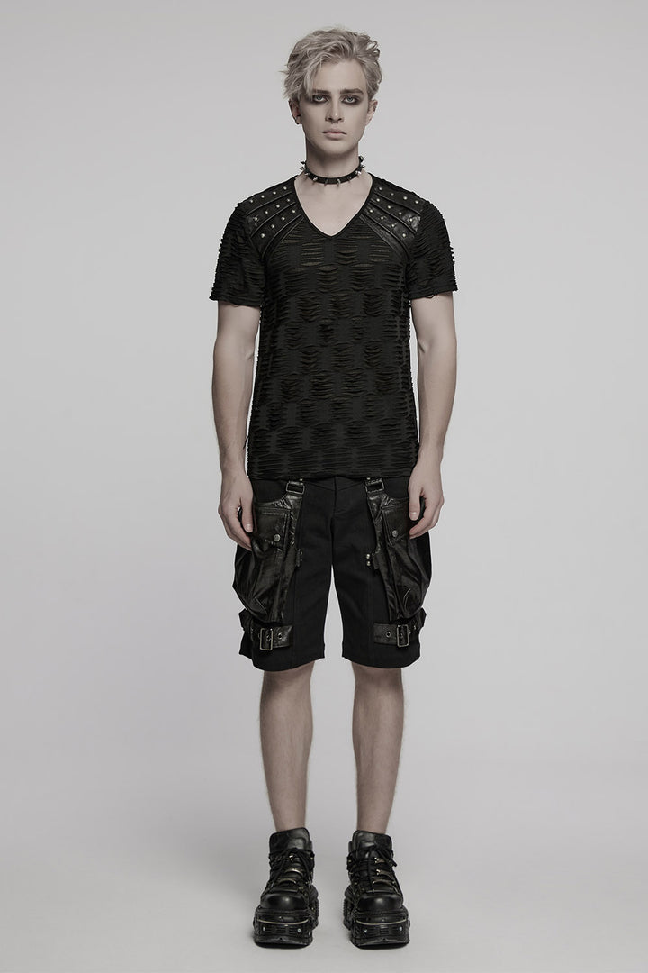 mens distressed short sleeve shirt